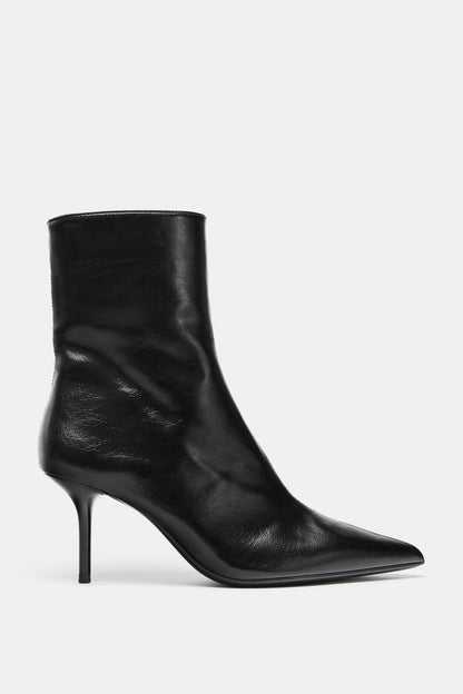 Textured High-heeled Ankle Boots