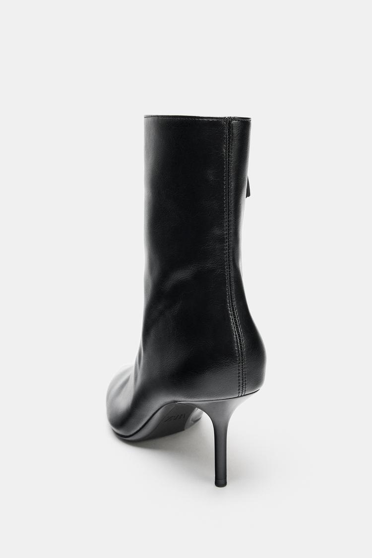Textured High-heeled Ankle Boots