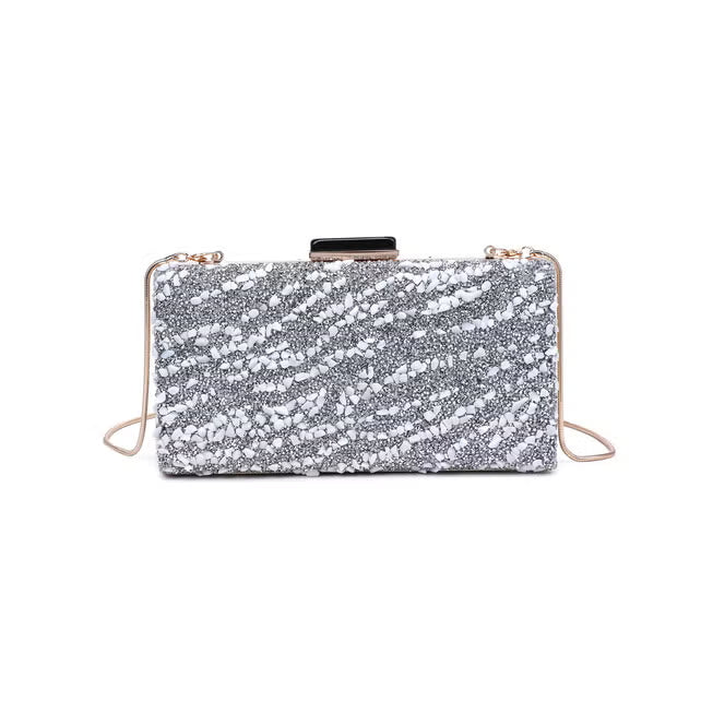 Stormy Sequined Rhinestone Clasp Clutch