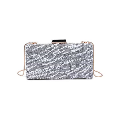Stormy Sequined Rhinestone Clasp Clutch