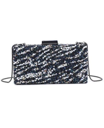 Stormy Sequined Rhinestone Clasp Clutch