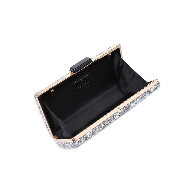 Stormy Sequined Rhinestone Clasp Clutch