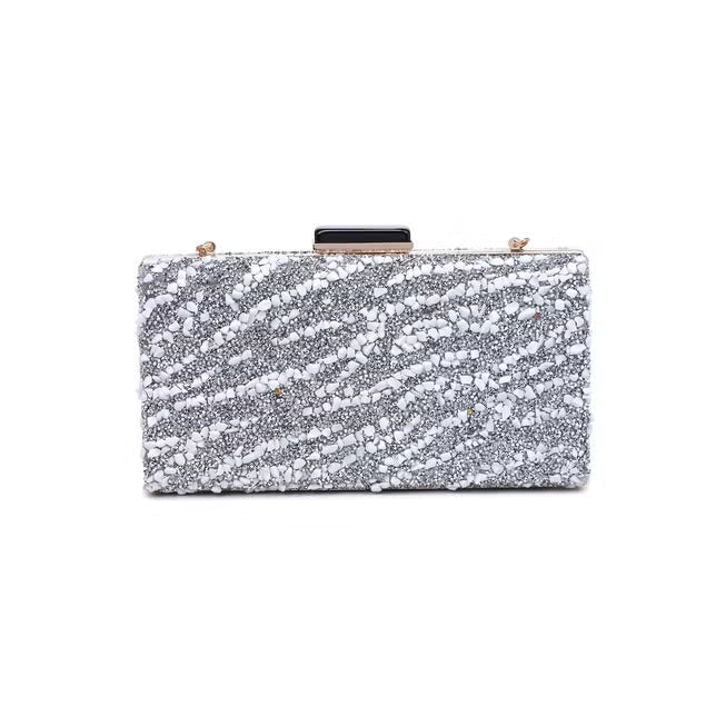 Stormy Sequined Rhinestone Clasp Clutch