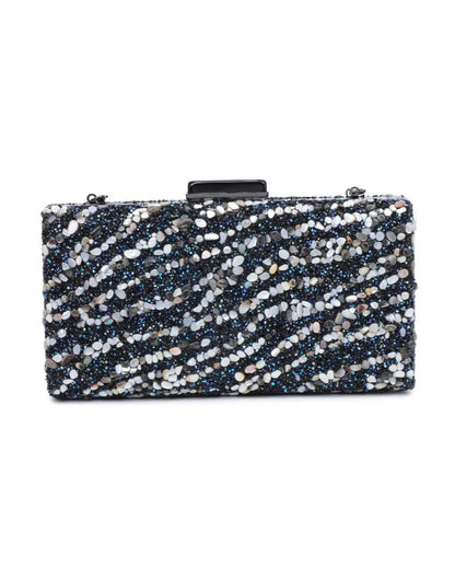 Stormy Sequined Rhinestone Clasp Clutch