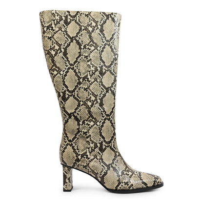 Square Toe Vegan Texture Leather Wide Boots