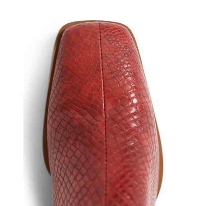 Square Toe Vegan Texture Leather Wide Boots