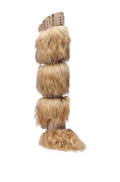 Multi Fur Buckles Boots