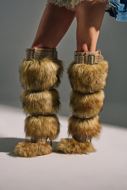 Multi Fur Buckles Boots