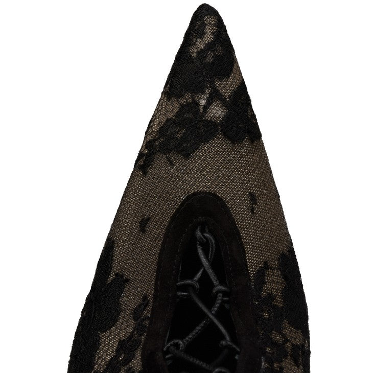 Lace Knee-High Stiletto Boots