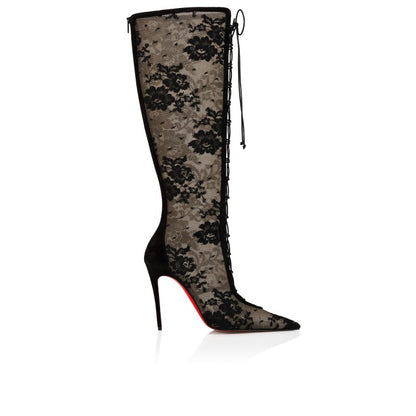 Lace Knee-High Stiletto Boots