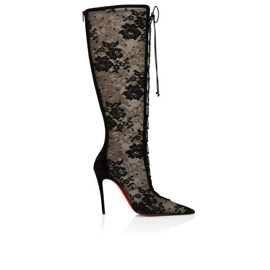 Lace Knee-High Stiletto Boots
