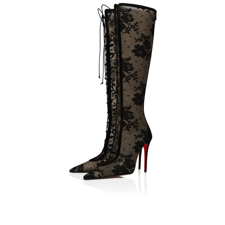 Lace Knee-High Stiletto Boots