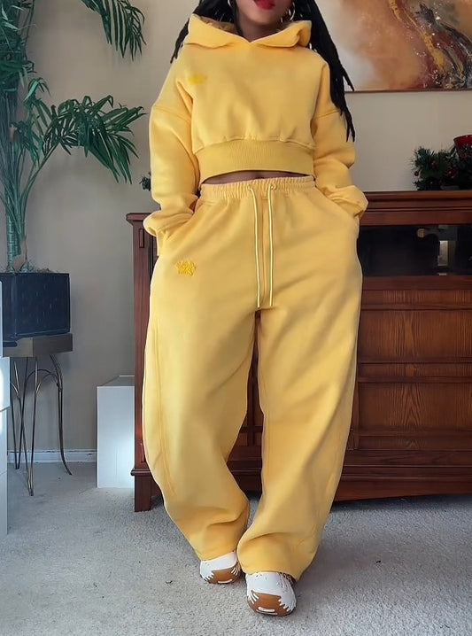 Fleece Hoodies Barrel Pants 2 Piece Outfits