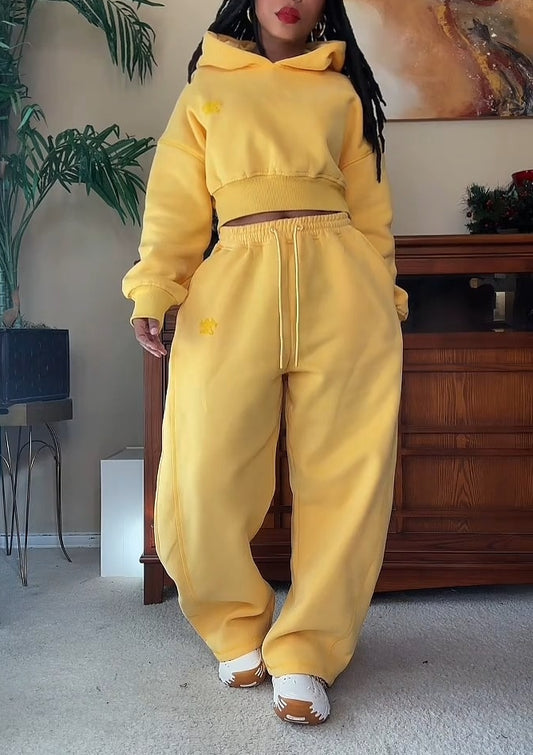 Fleece Hoodies Barrel Pants 2 Piece Outfits