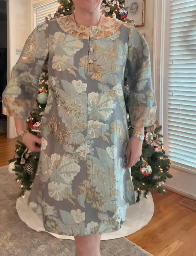 Gold-stamped Printed Dress