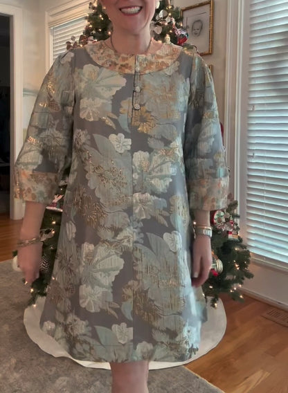 Gold-stamped Printed Dress