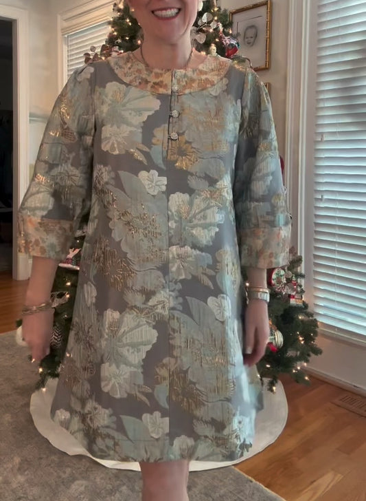 Gold-stamped Printed Dress