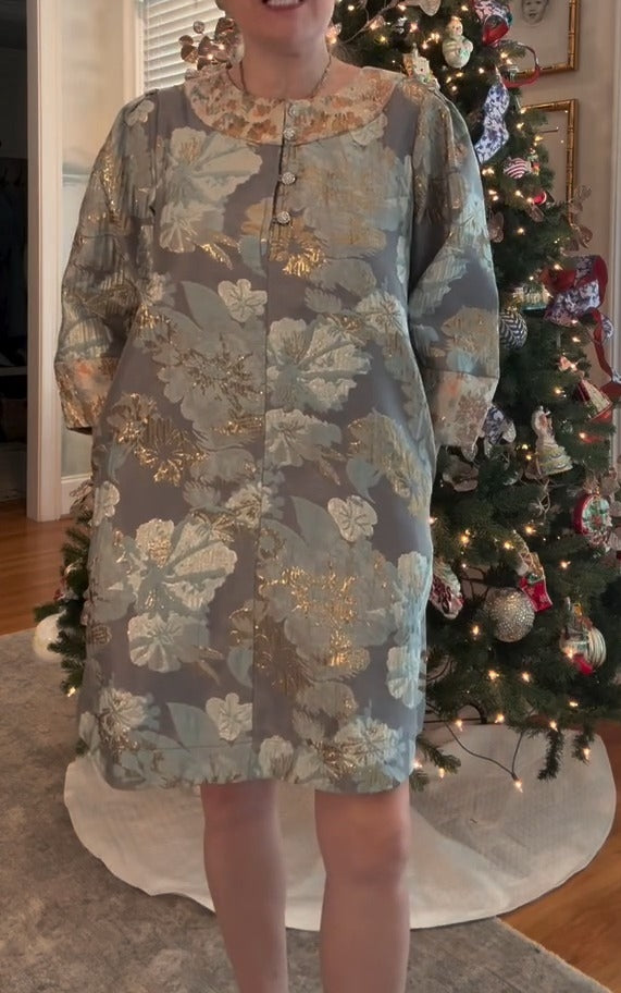 Gold-stamped Printed Dress