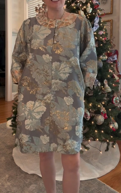 Gold-stamped Printed Dress