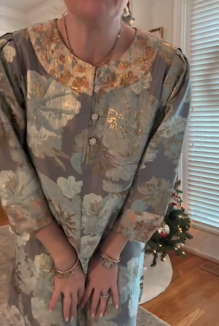 Gold-stamped Printed Dress