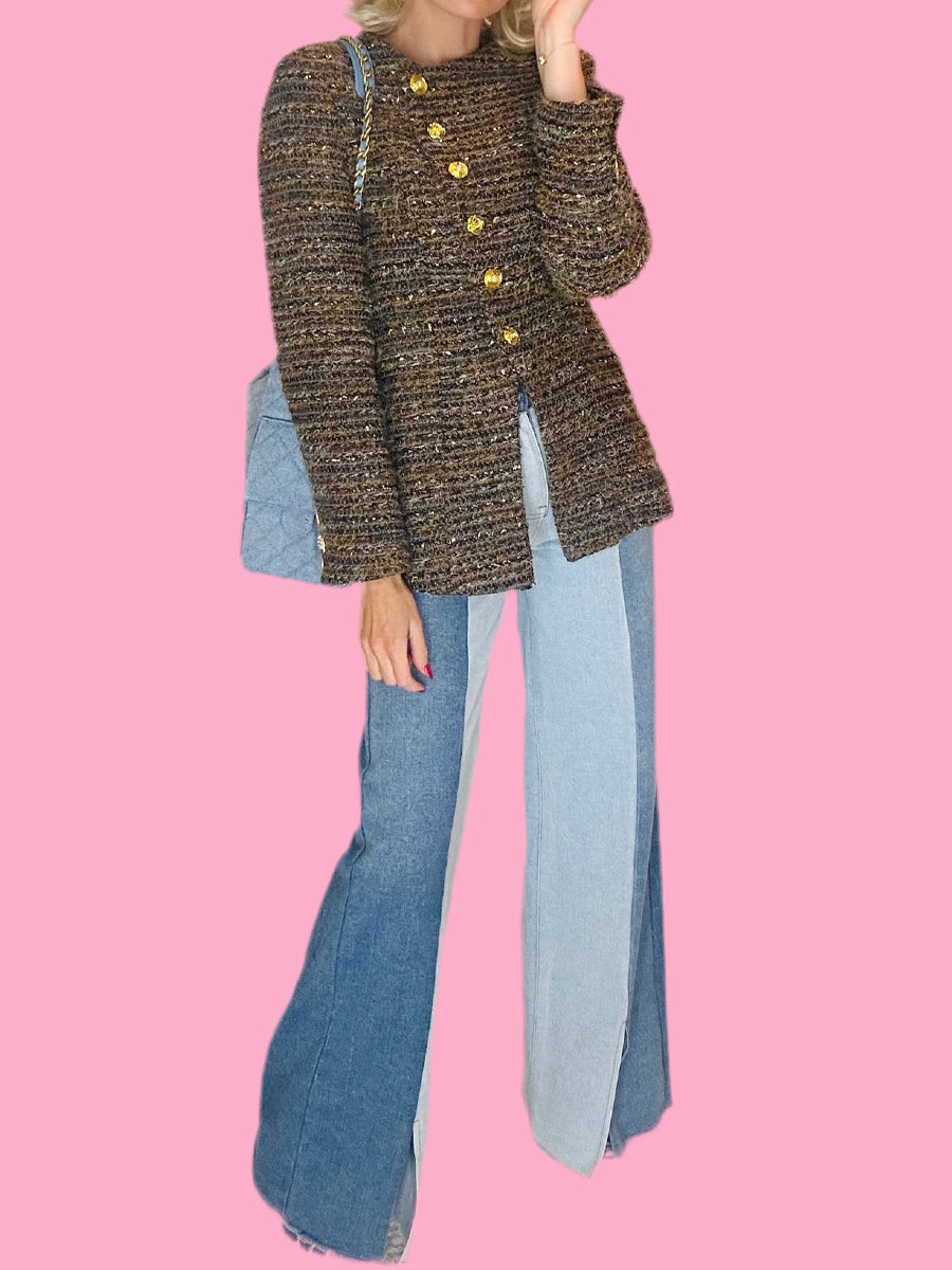 Button Up Fashion Tweed Blazer