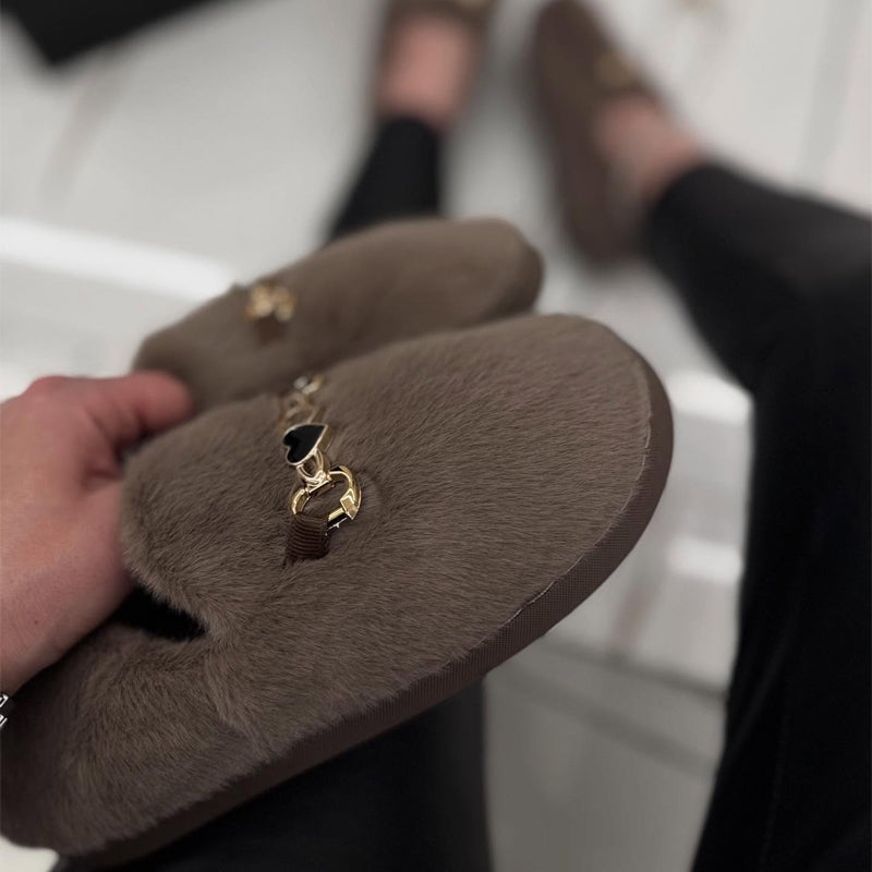 Imitation Mink Wool Flat Warm Pedal Slip-on Shoes