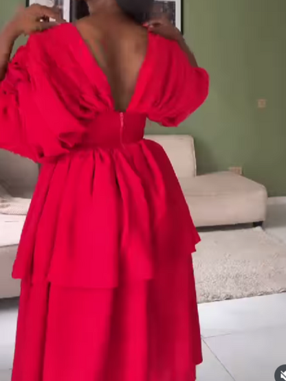 V-neck Waist Dress
