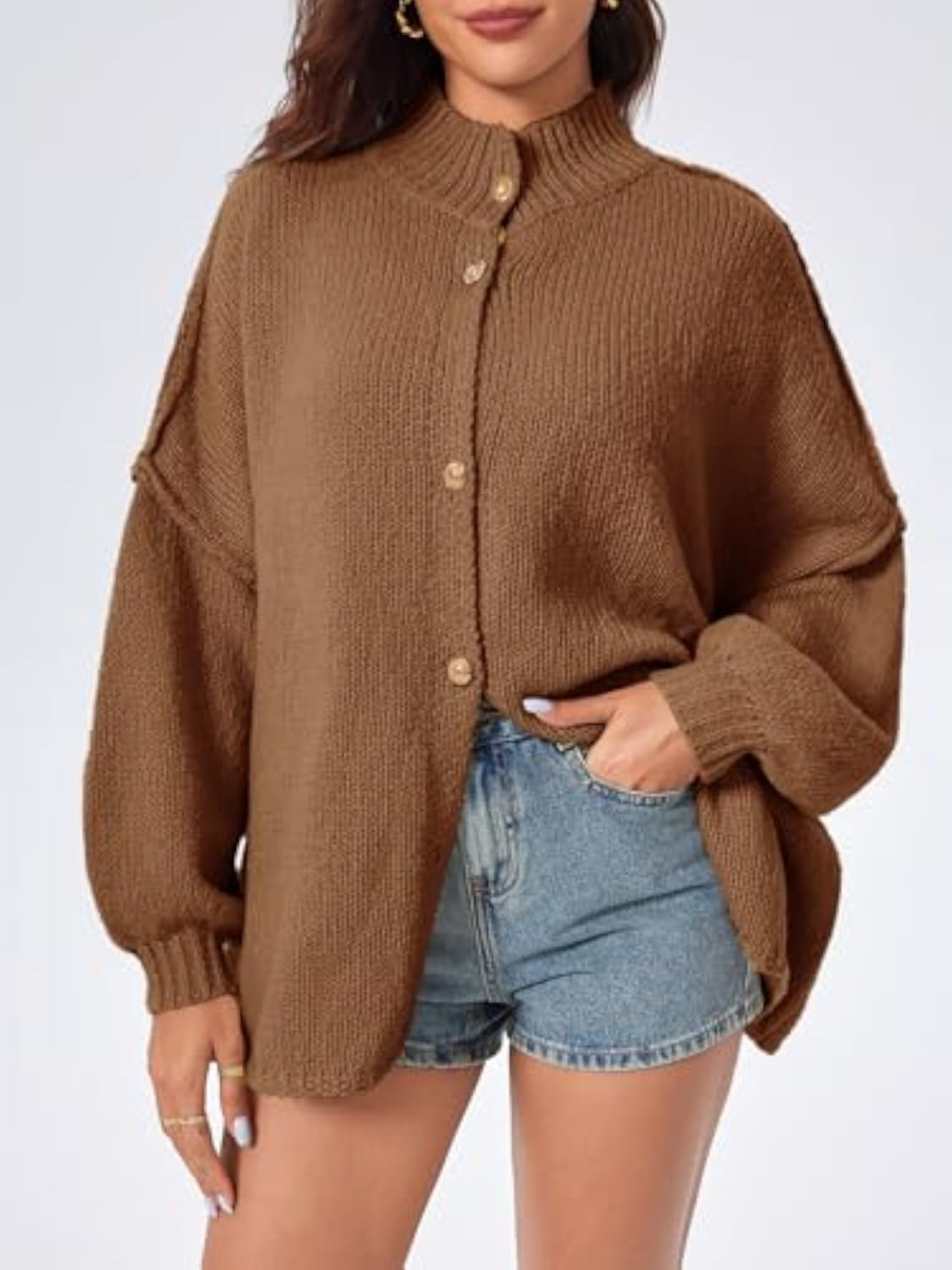 Knitted Loose Button Cardigan