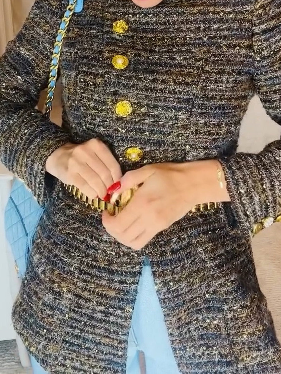 Button Up Fashion Tweed Blazer