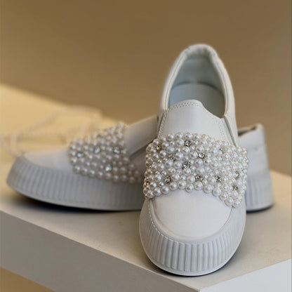 Pearl Diamond Embellished Platform Shoes
