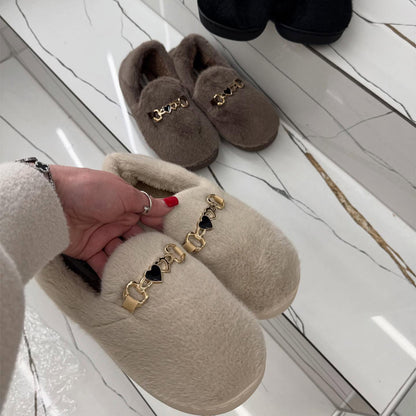 Imitation Mink Wool Flat Warm Pedal Slip-on Shoes