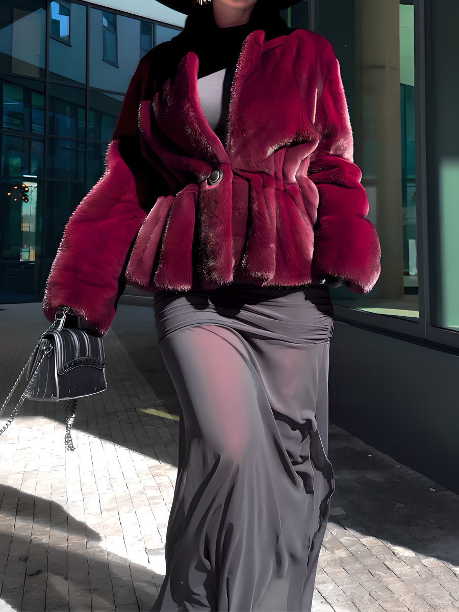 Elegant Imitation Mink Fur Coat