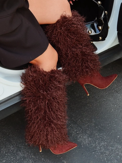 Fluffy Fur Point-toe Pumps
