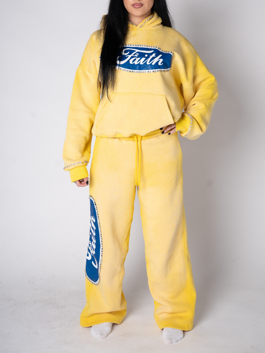 Printed Letters With Diamond Hooded Sport Set