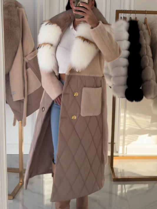 Plush Collar Long Coat