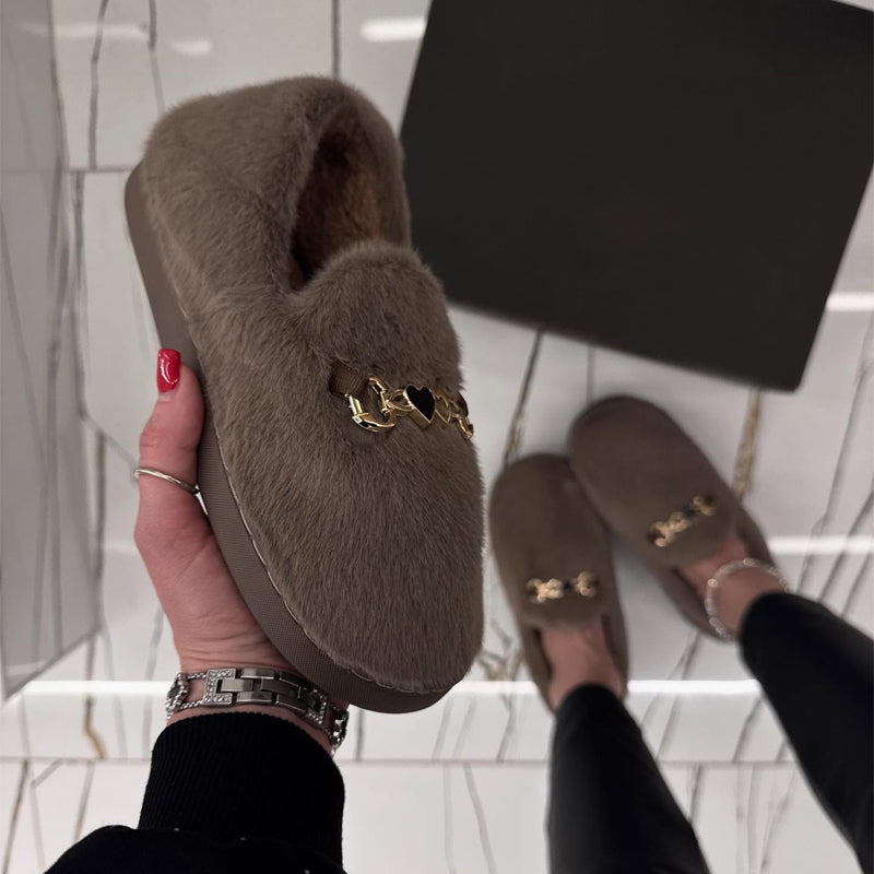 Imitation Mink Wool Flat Warm Pedal Slip-on Shoes