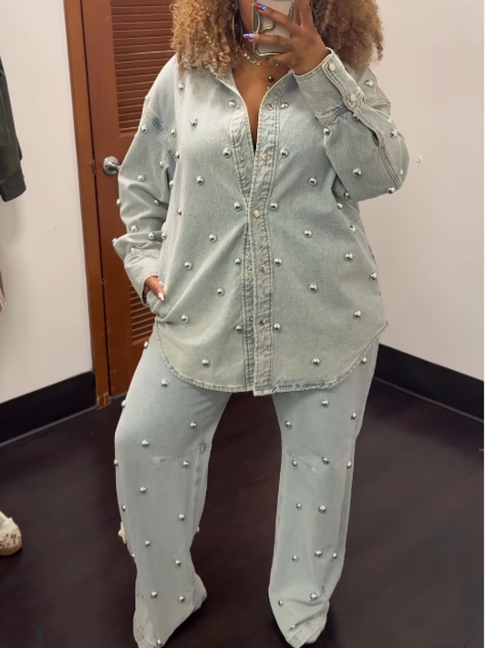 Studded Denim Suit