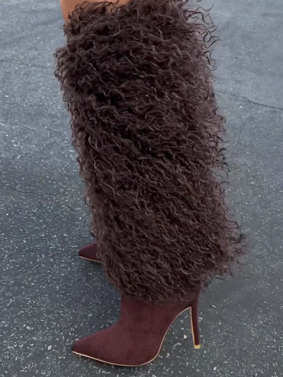 Fluffy Fur Point-toe Pumps