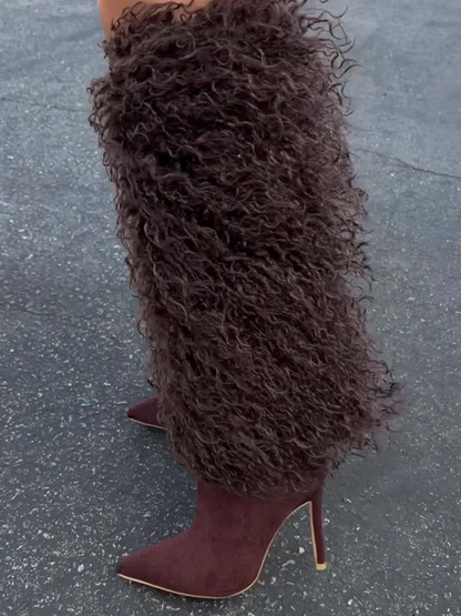 Fluffy Fur Point-toe Pumps