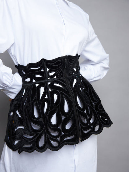 Fasion Zip Up Peplum Belt Skirts