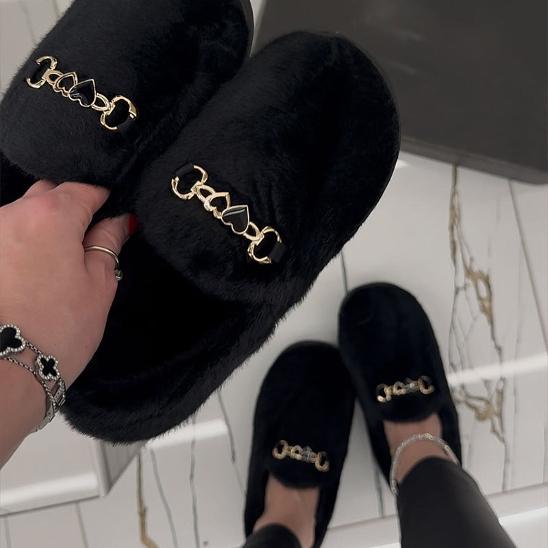 Imitation Mink Wool Flat Warm Pedal Slip-on Shoes