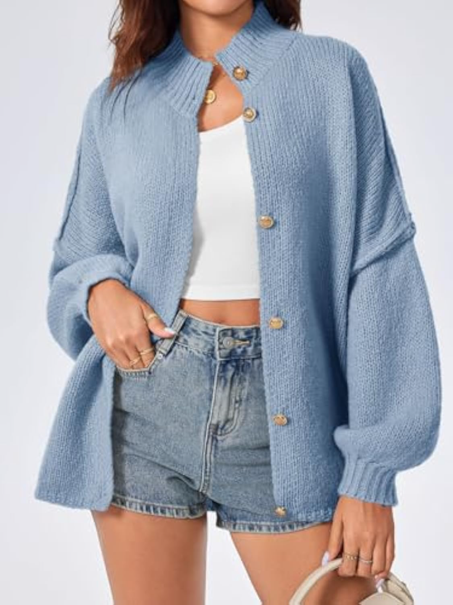 Knitted Loose Button Cardigan