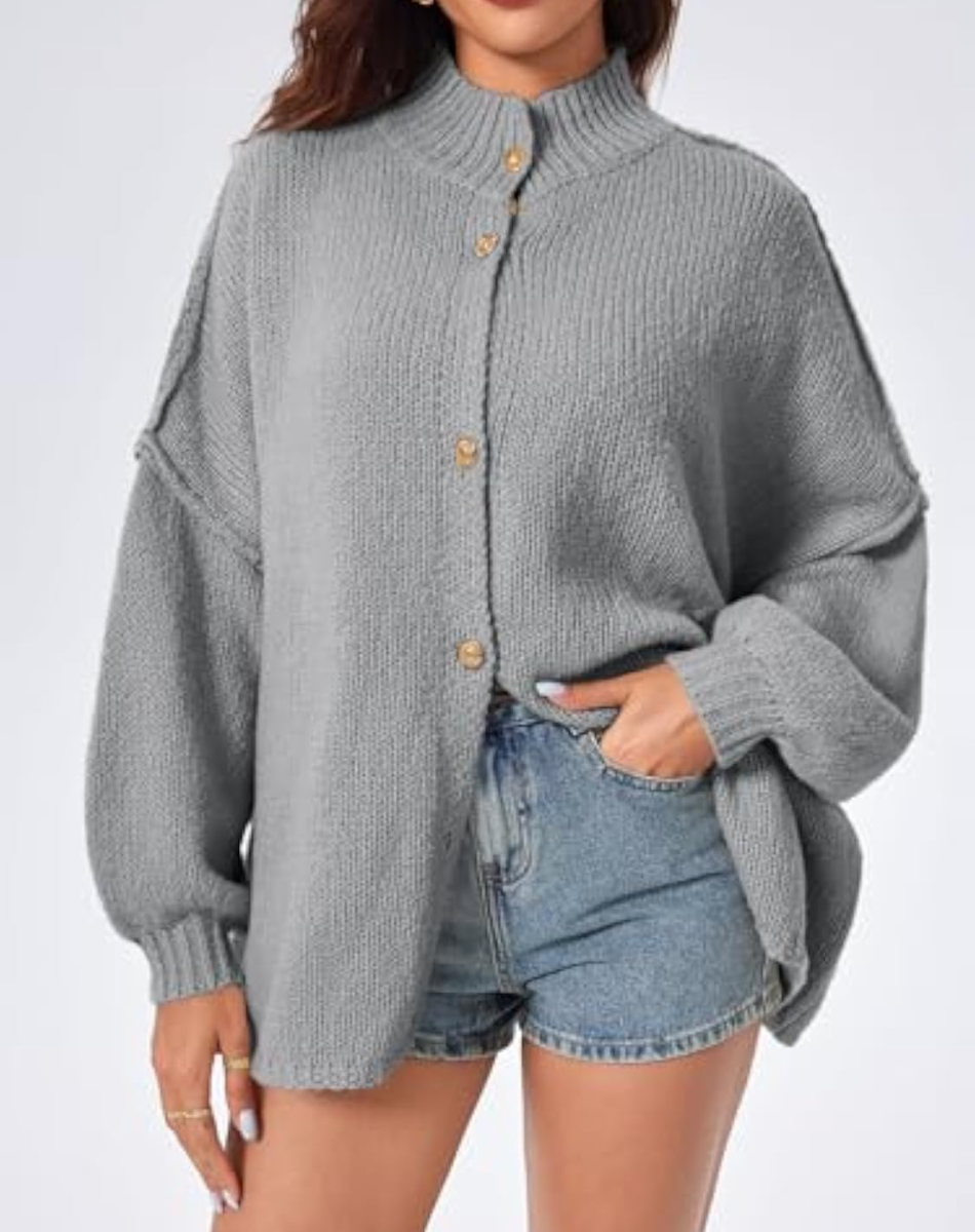Knitted Loose Button Cardigan