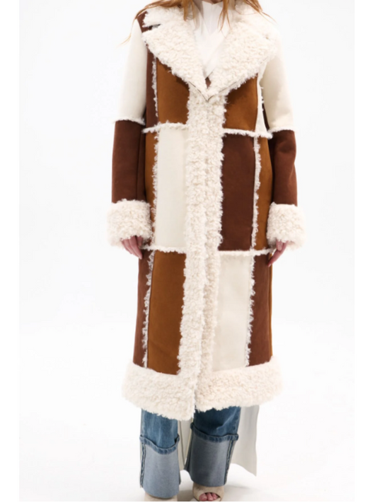 Stitched Contrast Lambskin Coat