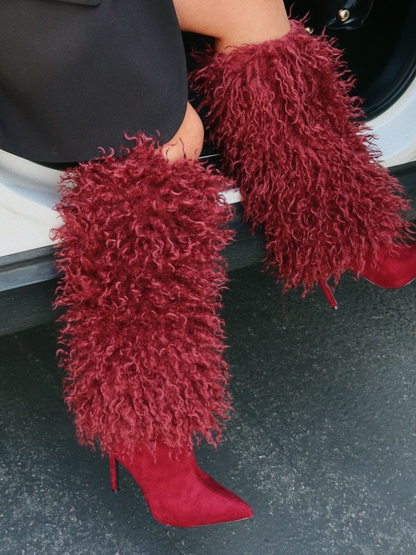 Fluffy Fur Point-toe Pumps