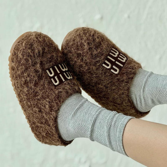 Warm Plush Platform Slippers