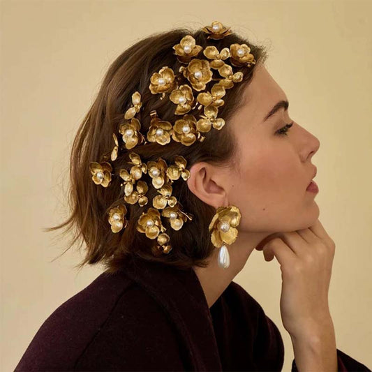 Vintage Pearl Flower Hairpin Side Clip Hair Accessories
