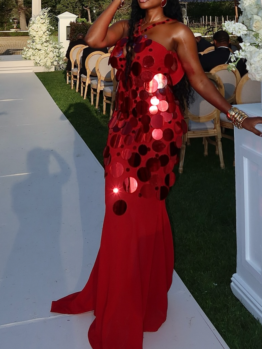 Sequined Neck Dress