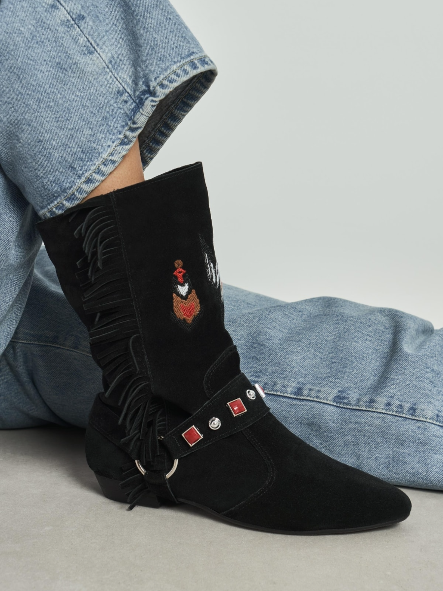Suede Fringe Boots