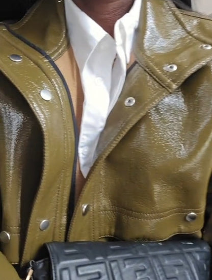 Patent Leather Cool Loose Leather Coat